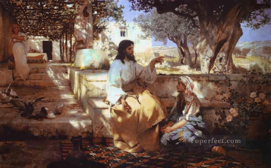Christ dans la maison de Martha et Mary Nouveau Testament Henryk Siemiradzki Peintures à l'huile
